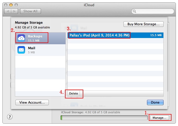 Delete iCloud backups On Mac Computer