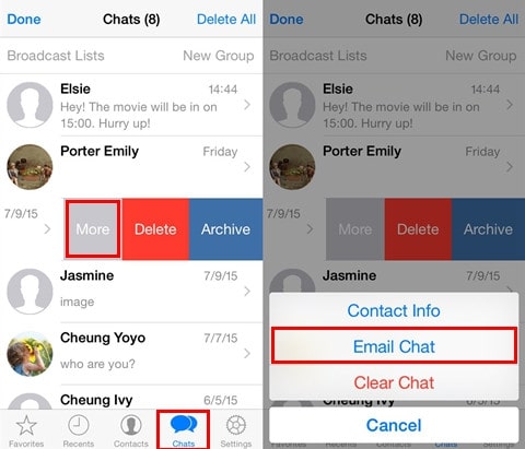 backup whatsapp chats by email