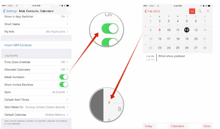 enable week numbers in Calendar for iPad