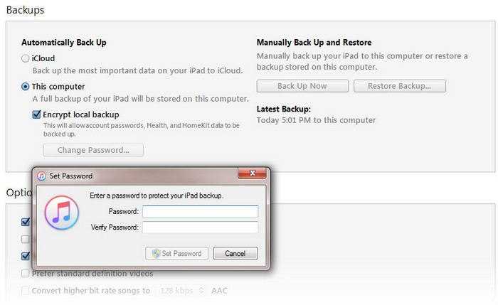 Encrypt iTunes Backup