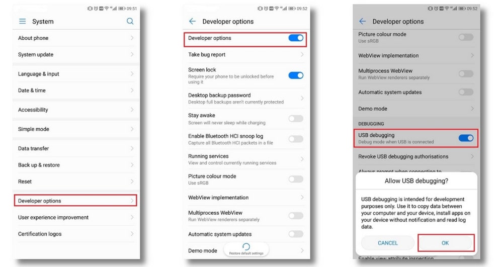 enable usb debugging on Huawei Nova 3