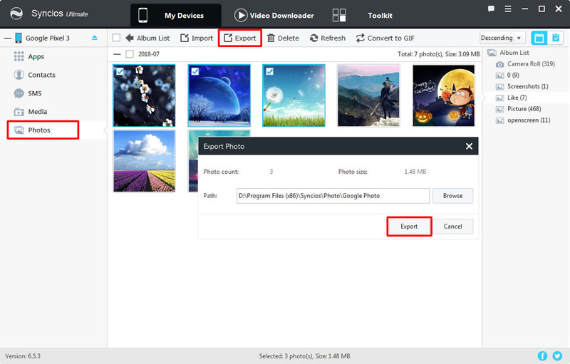 export Google Pixel 9 photo file to computer