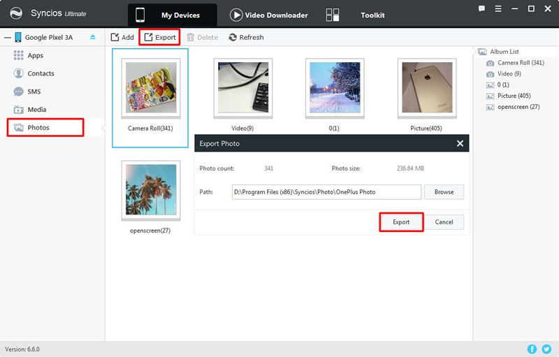 export Google Pixel 9a photo folder to pc