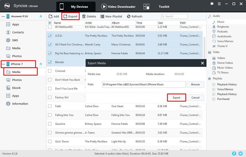 export iphone music to Huawei Pura80