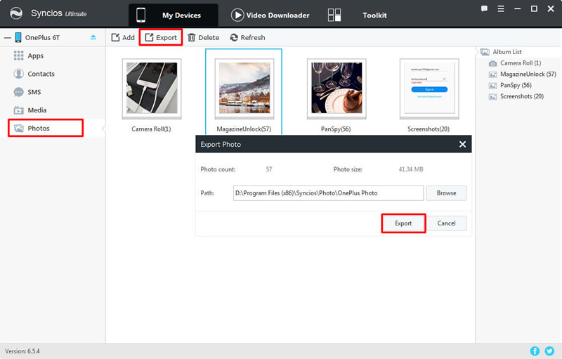 export oneplus 6t photo folder to pc