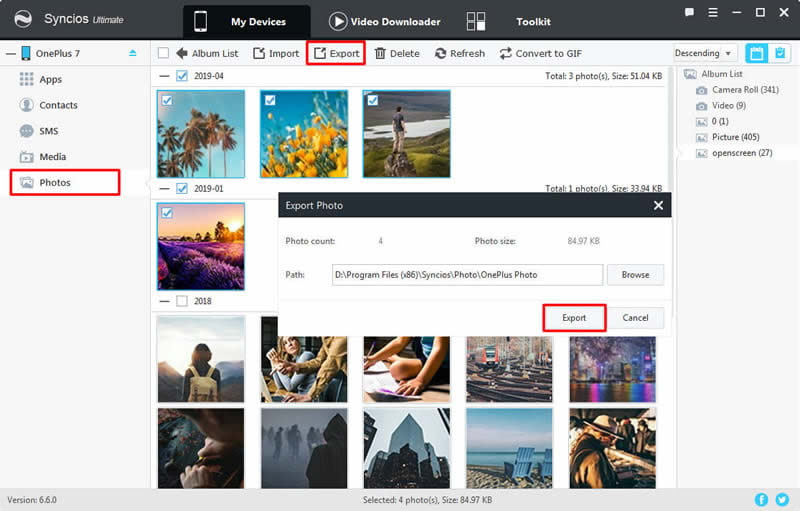 export oneplus 7 photo file to pc