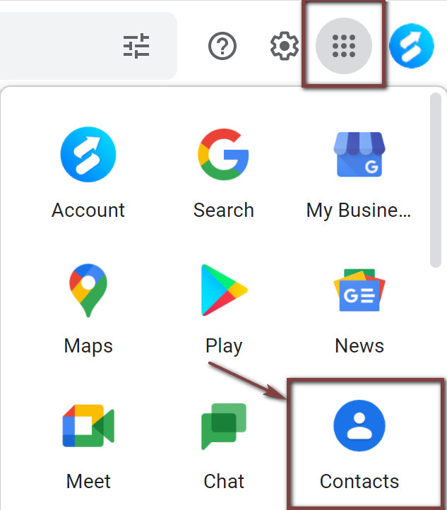 Login Gmail and click 'Contacts'