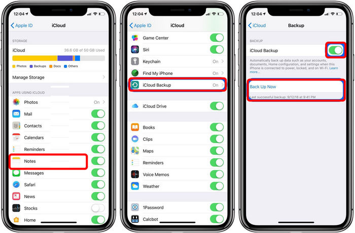 iCloud backup iPhone 16 notes 