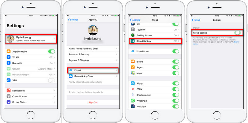backup iphone via iCloud