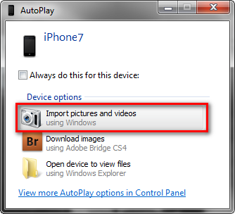 how to download pictures from iphone to pc windows 7