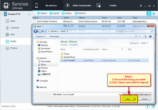 import music to huawei p10 step1