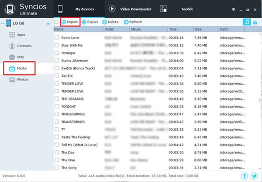 import music to lg g6 step2