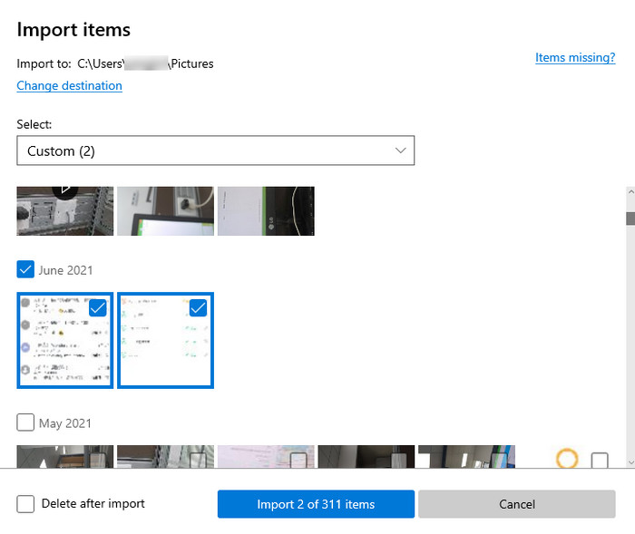 import photos to pc