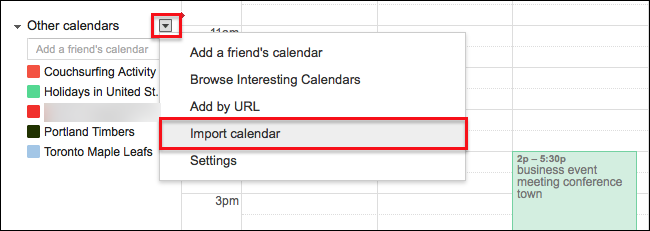 import to Google Calendar
