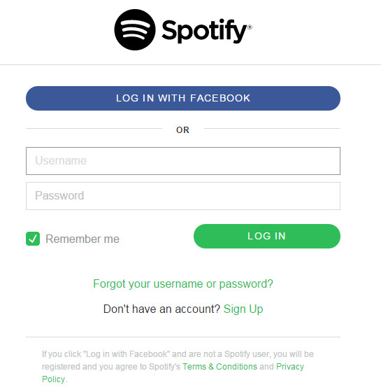 Log in Spotify