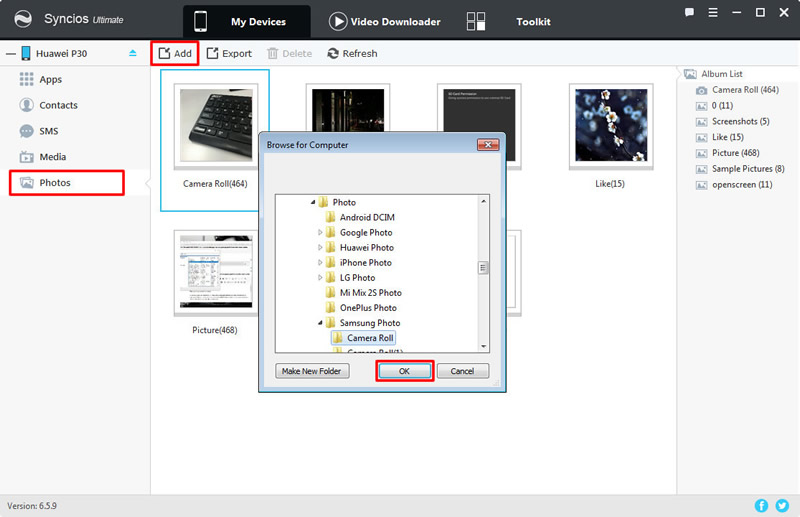 add huawei p30 photo album