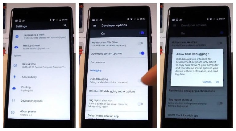 enable debugging mode on Nokia 3