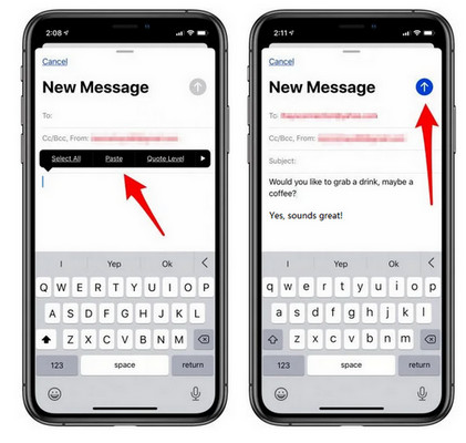 Copy Text and Email It via Mail App on iPhone
