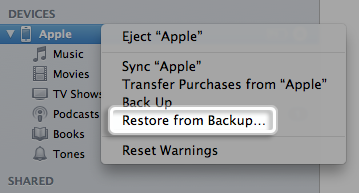 restore itunes backup