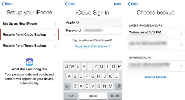 restore icloud backup to iPhone 16