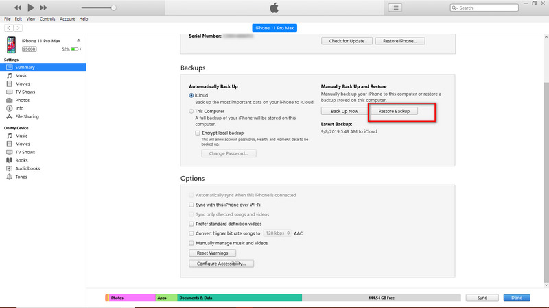 restore iPhone 16 from itunes