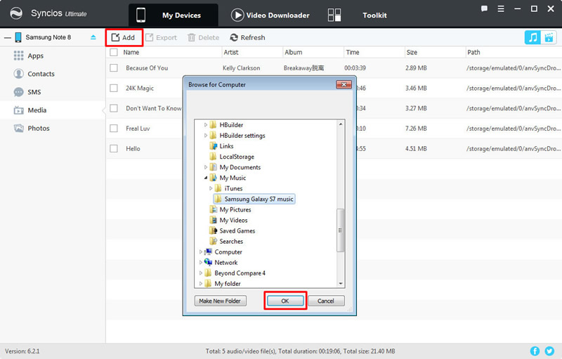 restore Samsung Galaxy S25 with syncios