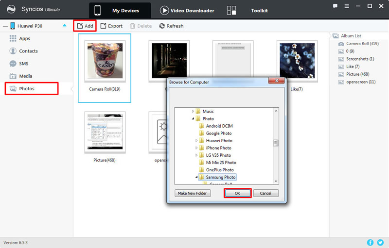 restore samsung photos to Huawei Pura80