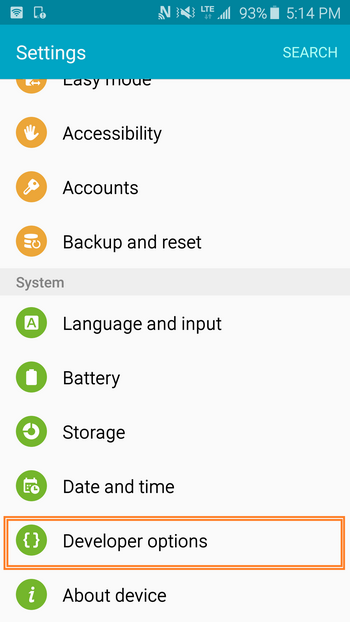 enable Samsung Galaxy Note 5/4/3 developer options