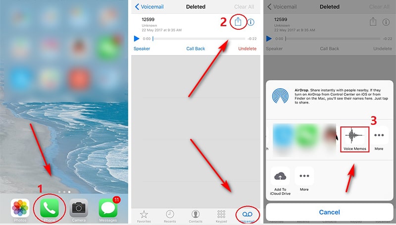 save iPhone voicemails as voice memos or notes