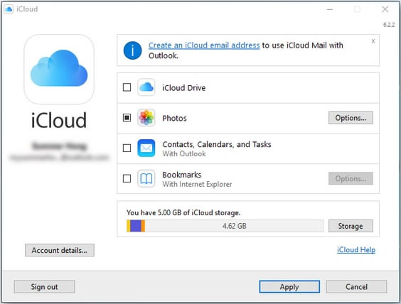 set icloud for windows