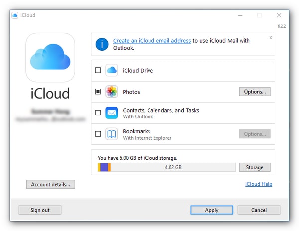 set icloud for windows