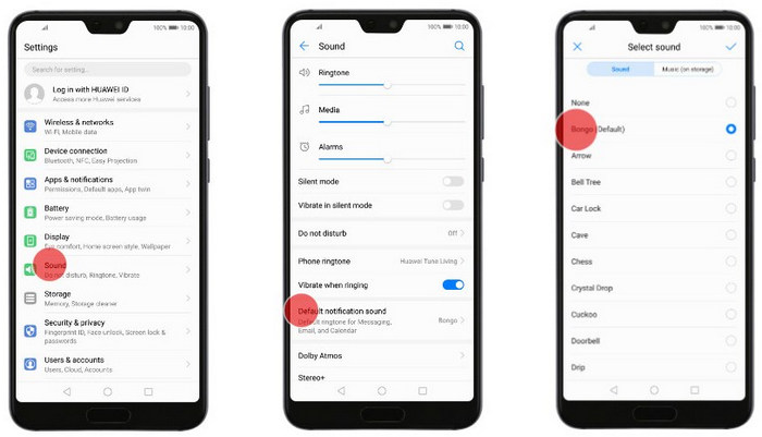 Set Text Messages Notification Ringtone on Huawei P30