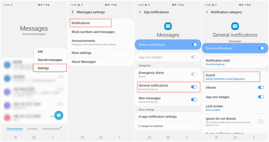 Set Text Messages Notification Ringtone on Samsung Galaxy S25
