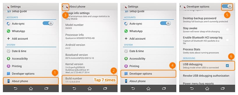 debug de l'appareil sony ericsson