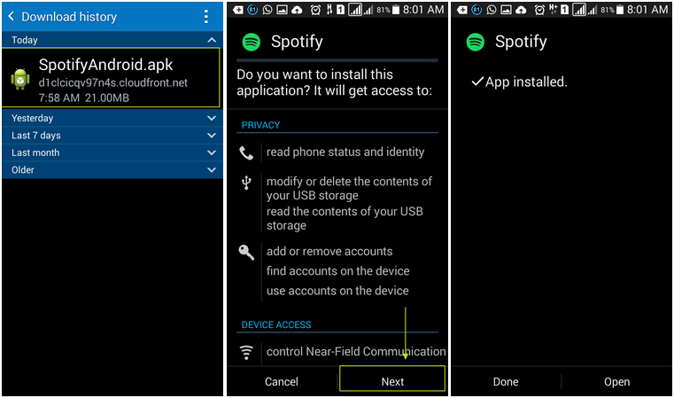 spotify download android
