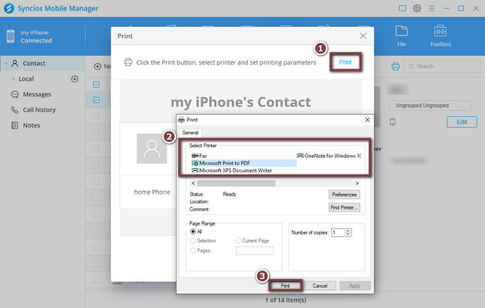 Start printing contacts directly