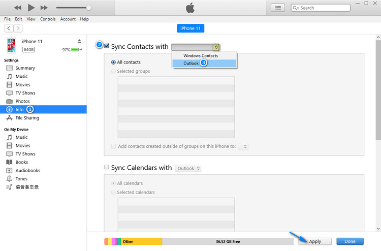 how to import contacts into outlook for iphone