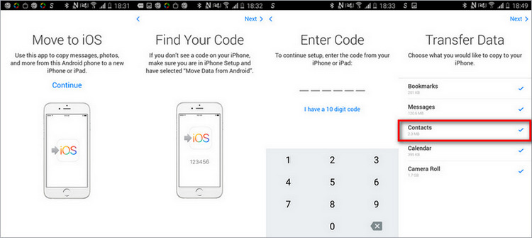 sync contacts to iPhone 16