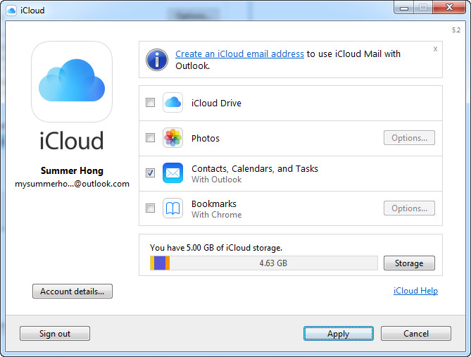 sync iPhone 12 contacts to outlook via icloud