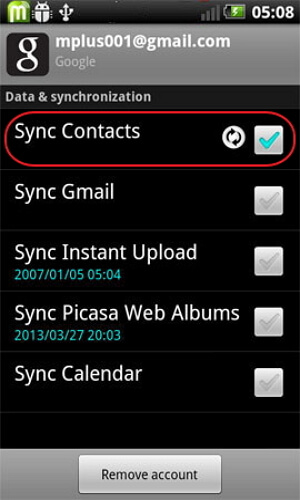 backup android contacts to gmail