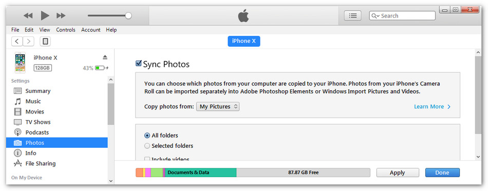sync photos to iPhone 16