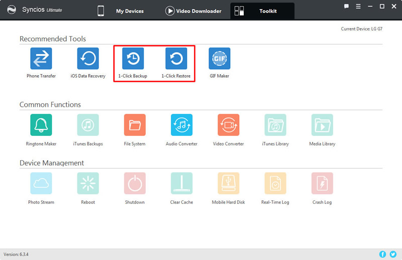 1-click backup and restore lg g7