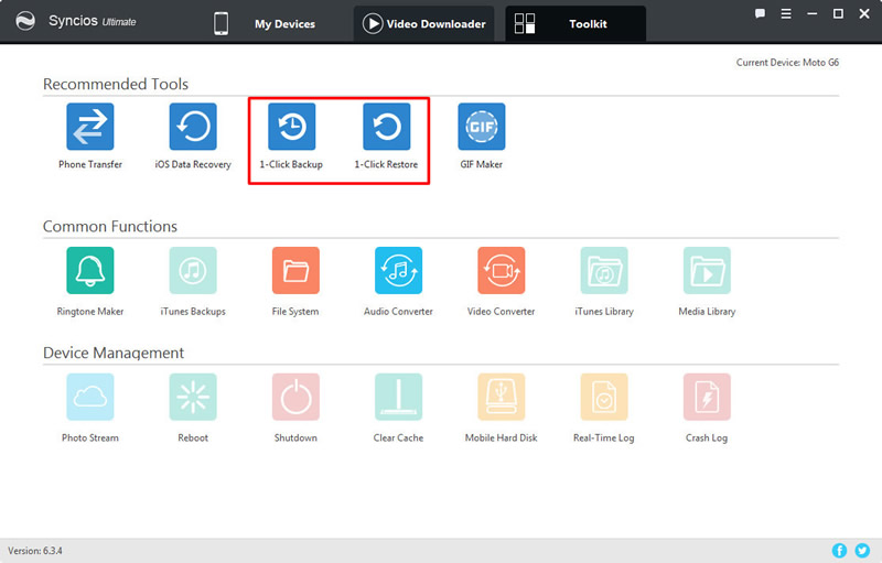 1-click backup and restore moto g6
