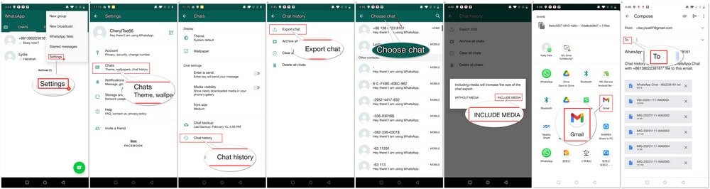 transfer whatsapp via gamil