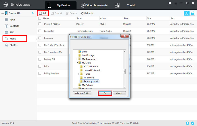transfer folder to Samsung Galaxy S25