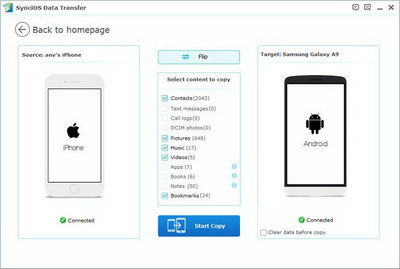 transfer contacts from iPhone to Samsung Galaxy A9