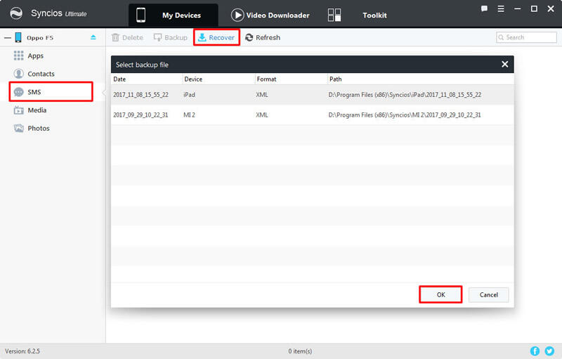 How to Transfer Messages to Oppo F5 Syncios