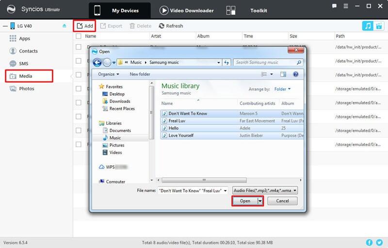 How to Import Music to LG V40 ThinQ Syncios