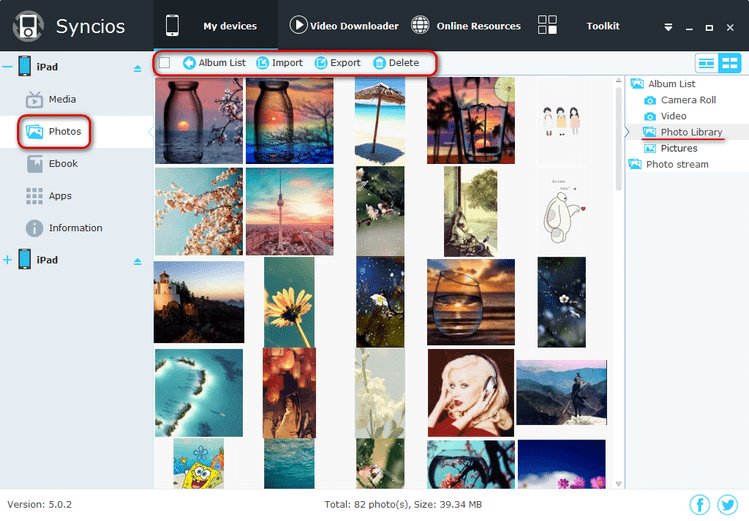 Syncios iPad Photo Transfer
