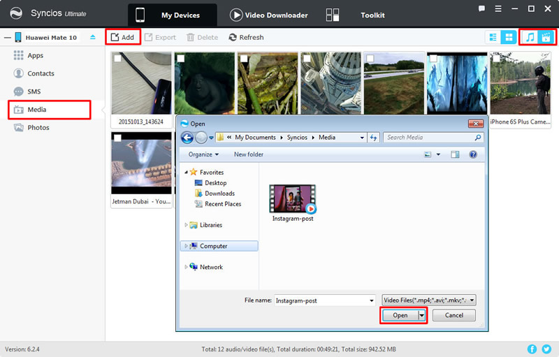 import video to huawei mate 10